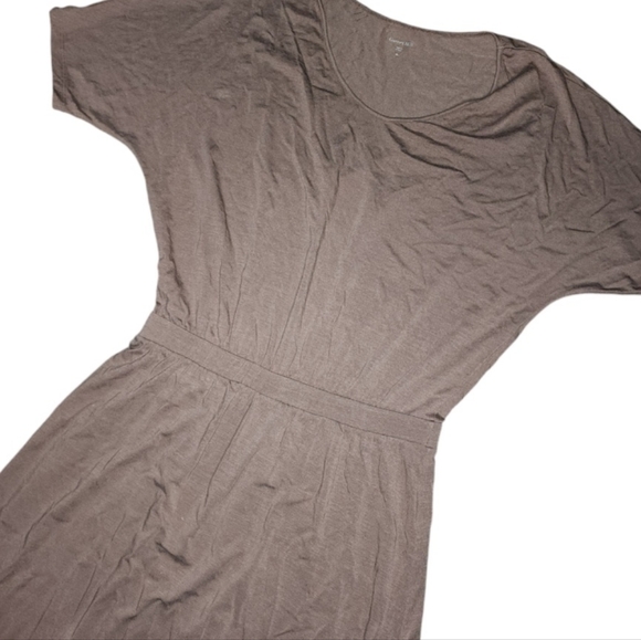 Garnet Hill Maxi Dress Brown Medium Tencel Minimalist Lagenlook Neutral Dolman - Picture 3 of 10